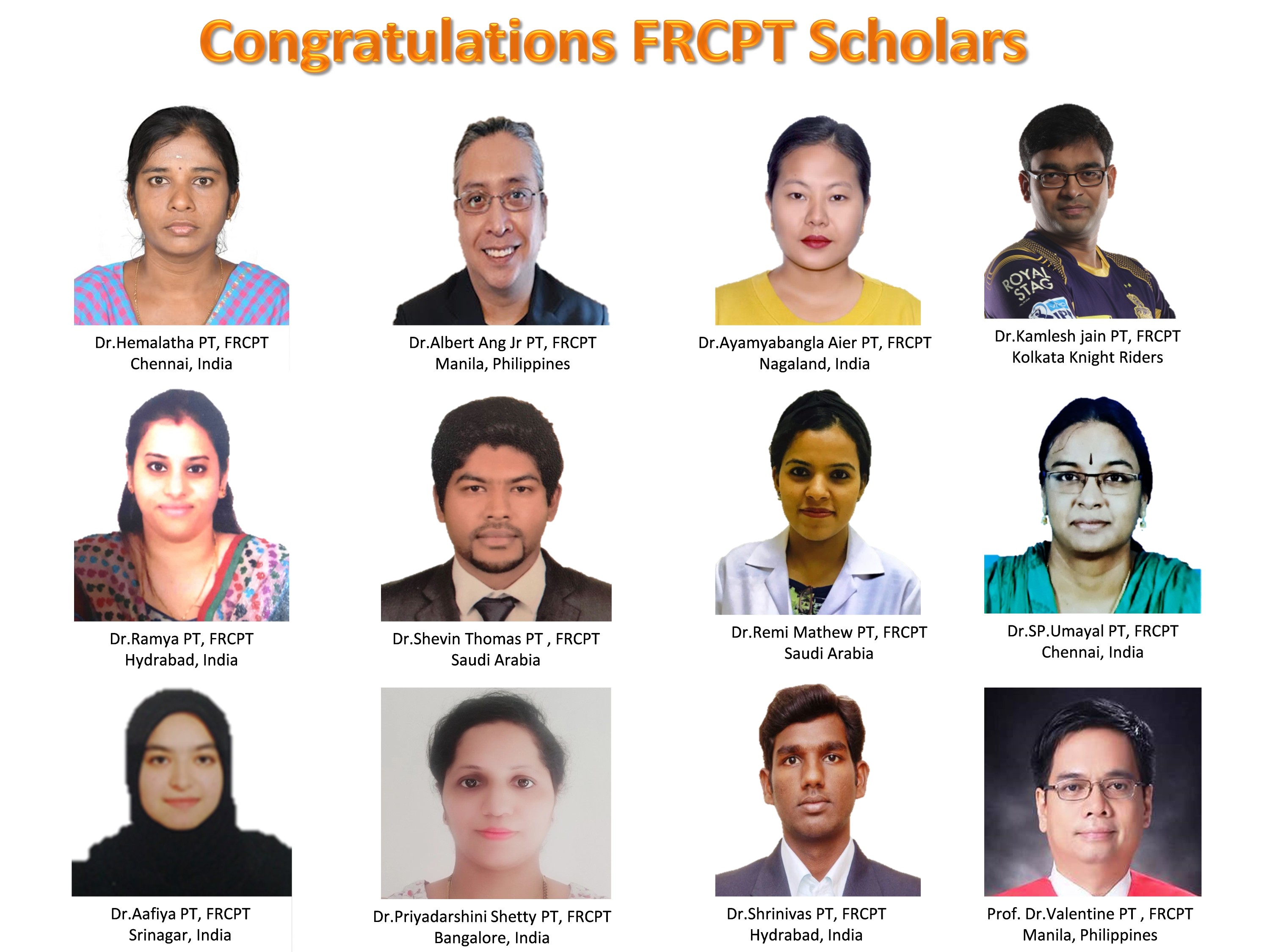 Congratulations FRCPT Scholars